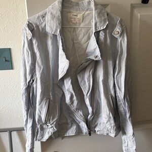 Light Gray Women's Casual Zip Front Jacket